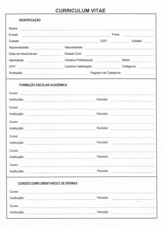 Modelo de Currículo pronto