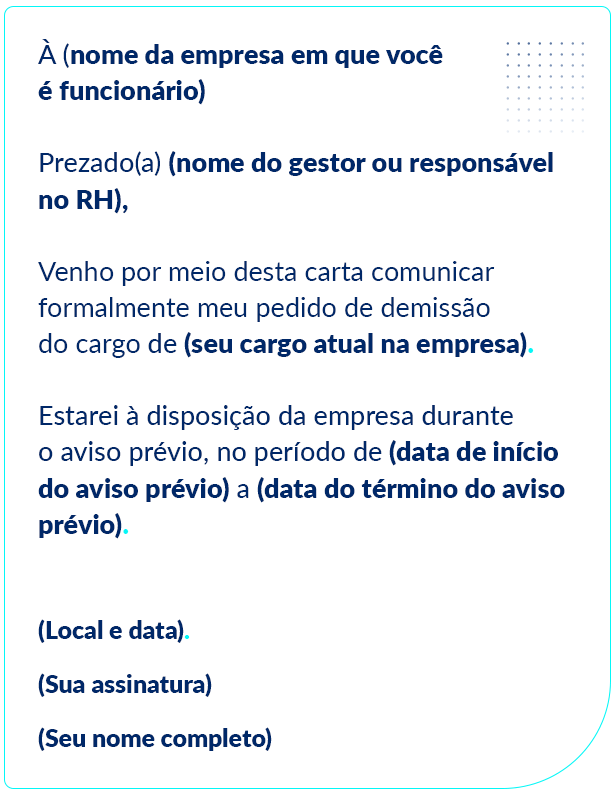 Carta de demissão modelo word