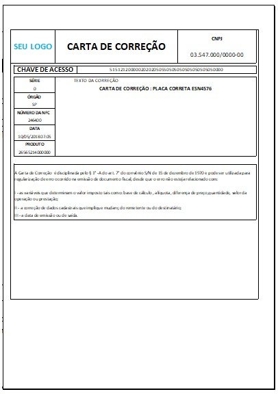 Modelo de Carta de Correção de Nota Fiscal CFOP Modelo Carta de correção nota Fiscal Modelo de Carta de correção Manual WORD Modelo de carta de correção Nota Fiscal de serviço Modelo de Carta de correção Eletrônica Modelo de carta de correção de endereço