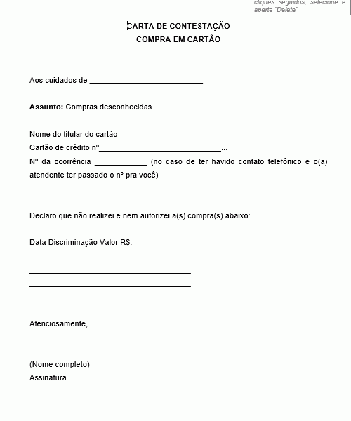 Modelo de carta de contestação