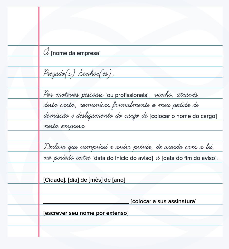 Modelo de carta de demissão voluntária pgn