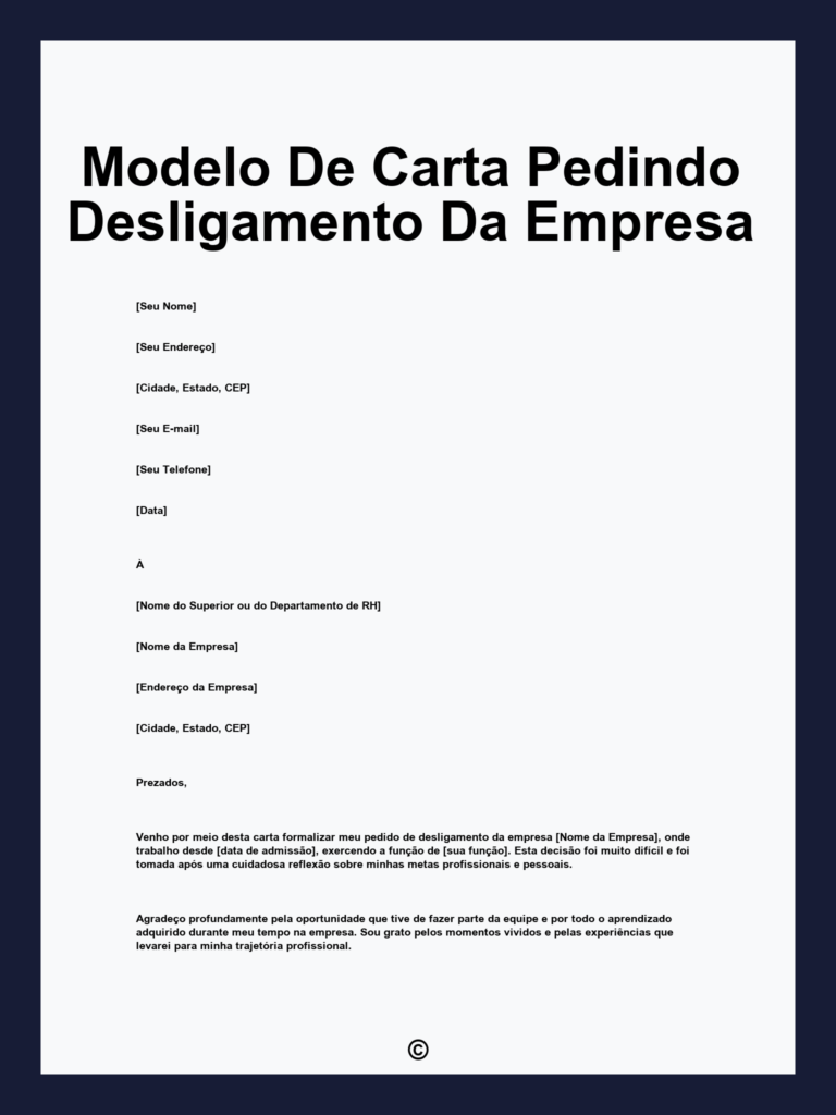Modelo de carta de demissão Word
Carta de demissão pronta simples
Carta de desligamento de funcionário
Modelo Carta de demissão sem aviso prévio PDF
Modelo de carta de demissão sem aviso prévio Word
Carta de desligamento da empresa
Modelo de carta de demissão com aviso prévio
Carta de demissão feita à mão

