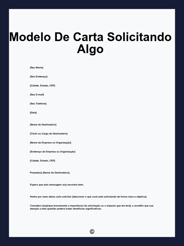 Modelo de carta de solicitação